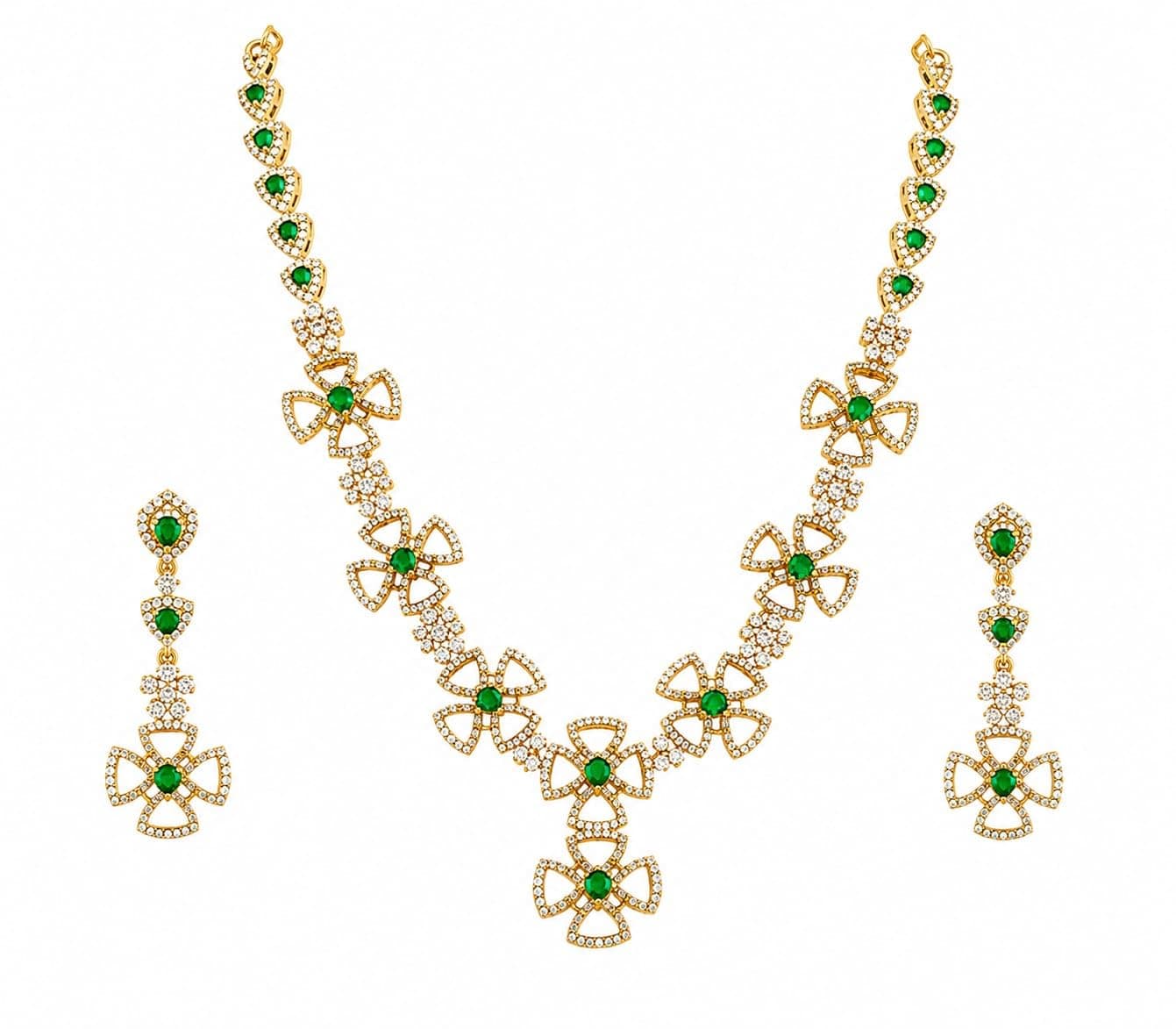 CZ Floral Necklace Set